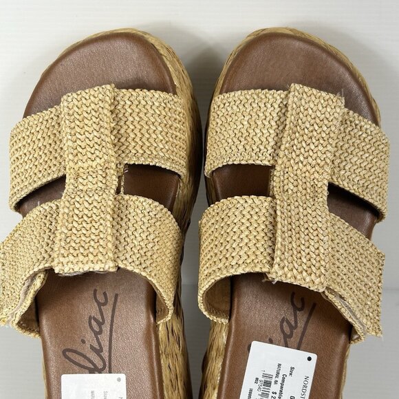 Zodiac Izzy Womens Size 9.5 M Raffia Platform Slide Boho Sandal Adjustable Strap - Picture 11 of 11